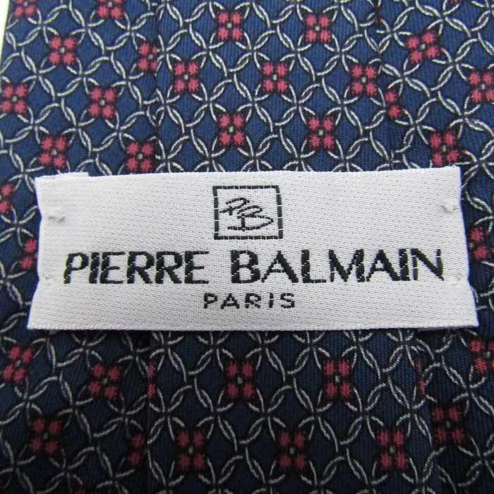 ピエールバルマン ブランド ネクタイ シルク 小紋柄 格子柄 花柄 メンズ ネイビー PIERRE BALMAIN_画像4