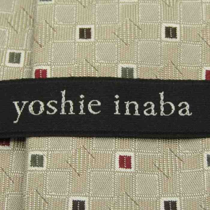 ヨシエイナバ ブランドネクタイ スクエア柄 シルク 日本製 メンズ アイボリー yoshie inaba_画像4