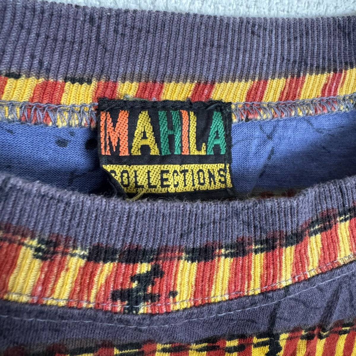 【古着】MAHILA collections 半袖Tシャツ　マルチカラー　アジアン