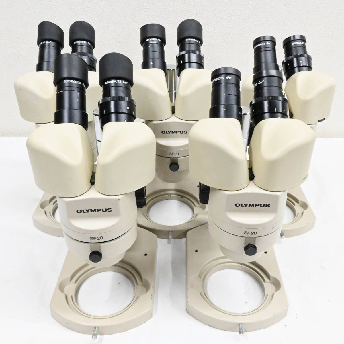 H671●OLYMPUS オリンパス 実体顕微鏡 SF20 SD-STB3 5台セット 接眼レンズ GSWH10X/22 10個付き 双眼実体顕微鏡_画像1