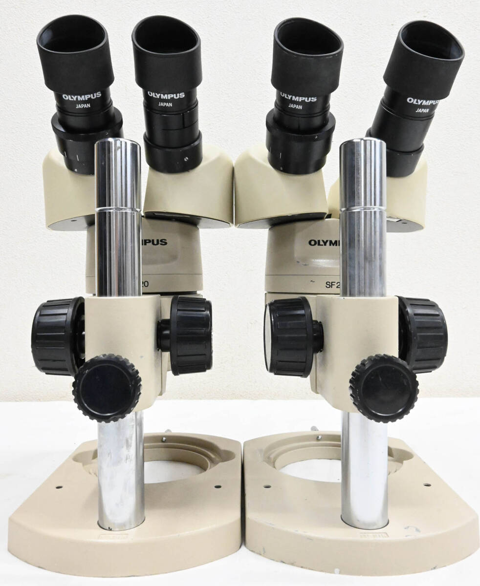 H671●OLYMPUS オリンパス 実体顕微鏡 SF20 SD-STB3 5台セット 接眼レンズ GSWH10X/22 10個付き 双眼実体顕微鏡_画像3
