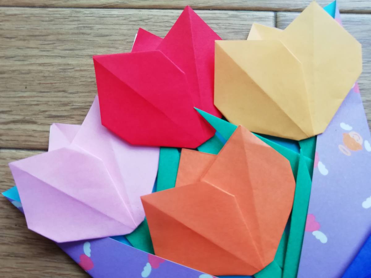  оригами тюльпан. букет ×2* оригами * стена поверхность украшение * ручная работа ⑥
