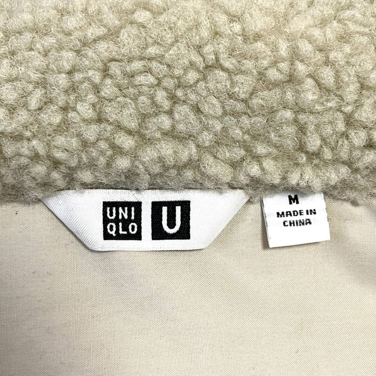 人気◎★UNIQLO U ユニクロ ユー★ボア フリース ショート コート ジャケット アウター もこもこ ベルト アイボリー レディース M/DD7916の画像8