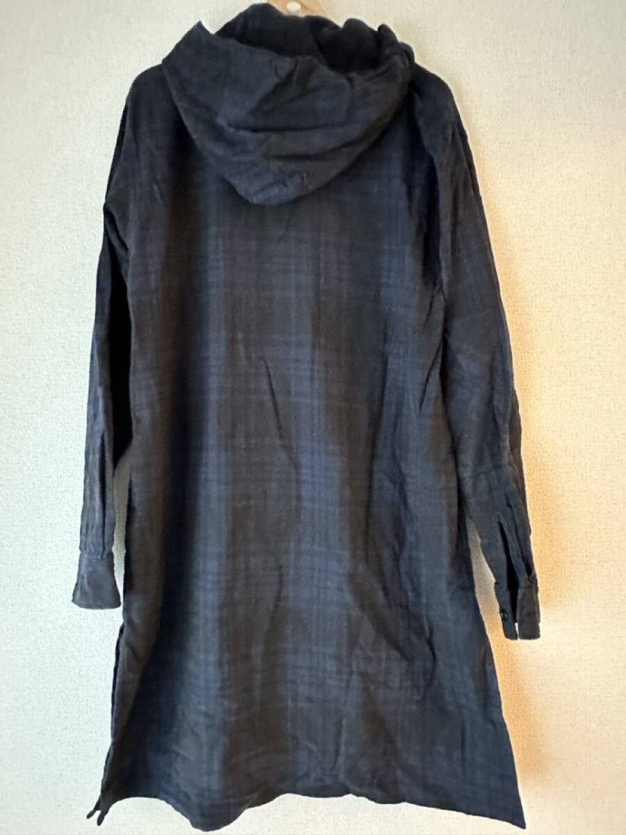 【希少】engineered garments long bush shirt ネイビー ブラック cotton big plaid サイズMの画像3