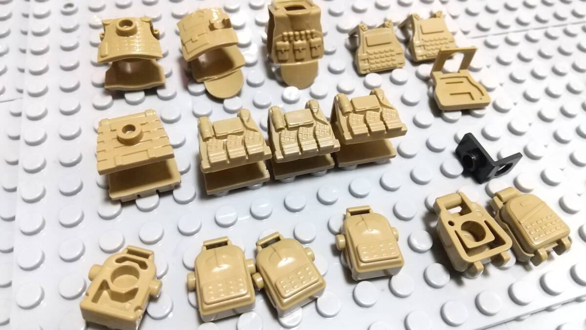 SWAT装備　茶　LEGO互換　匿名配送　レゴ武器　防弾チョッキ　特殊部隊　防具　ブロック　送料無料　春休み　こどもの日　鞄　ベスト