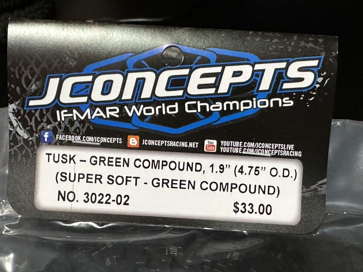 JCONCEPTS TUSK GREEN COMPOUND 1.9 4.75 タイヤ1台分セットSCX10 LCG ロッククローラー_画像3