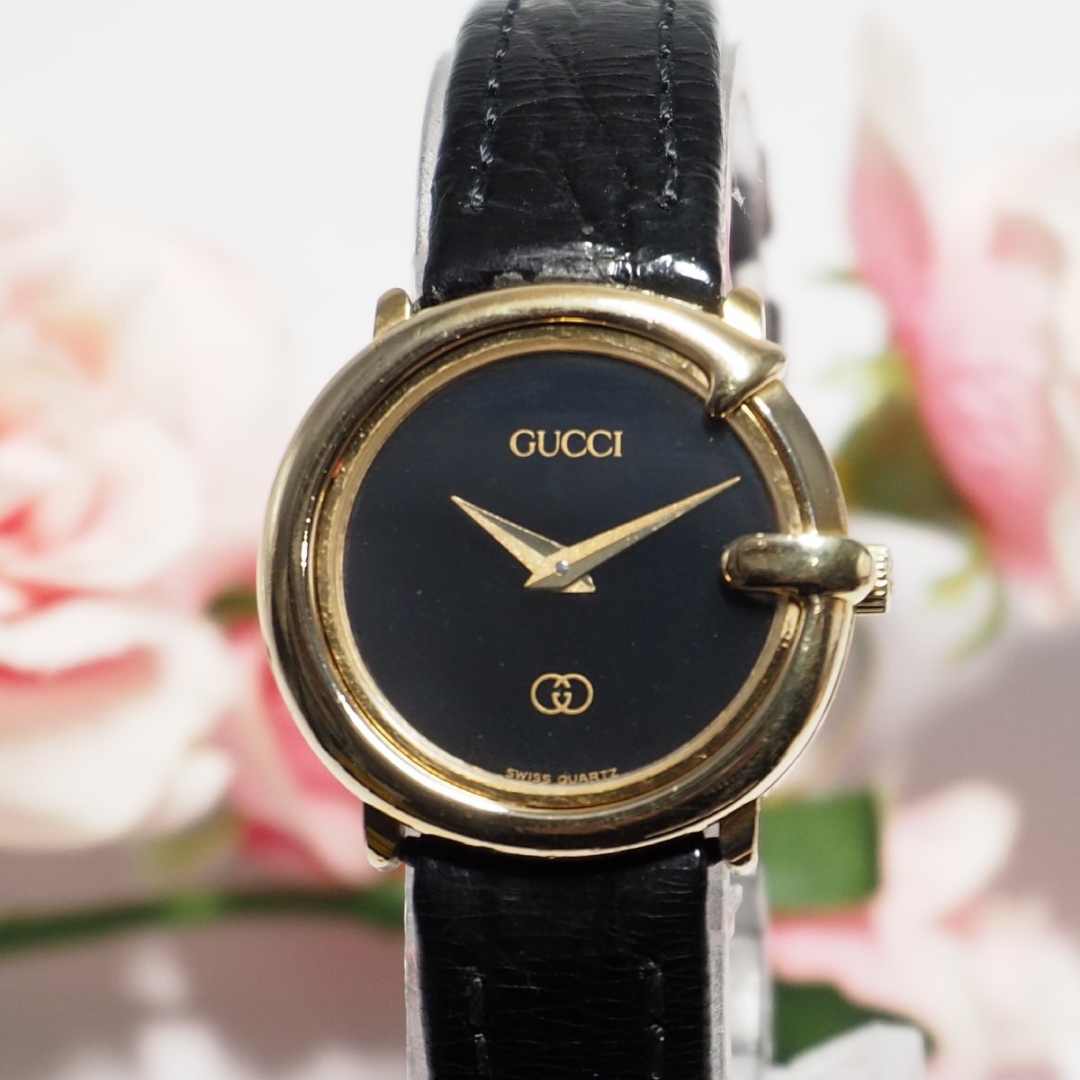 グッチ GUCCI Gフェイス 革ベルト ゴールド レディース 腕時計 C336 中古_画像3