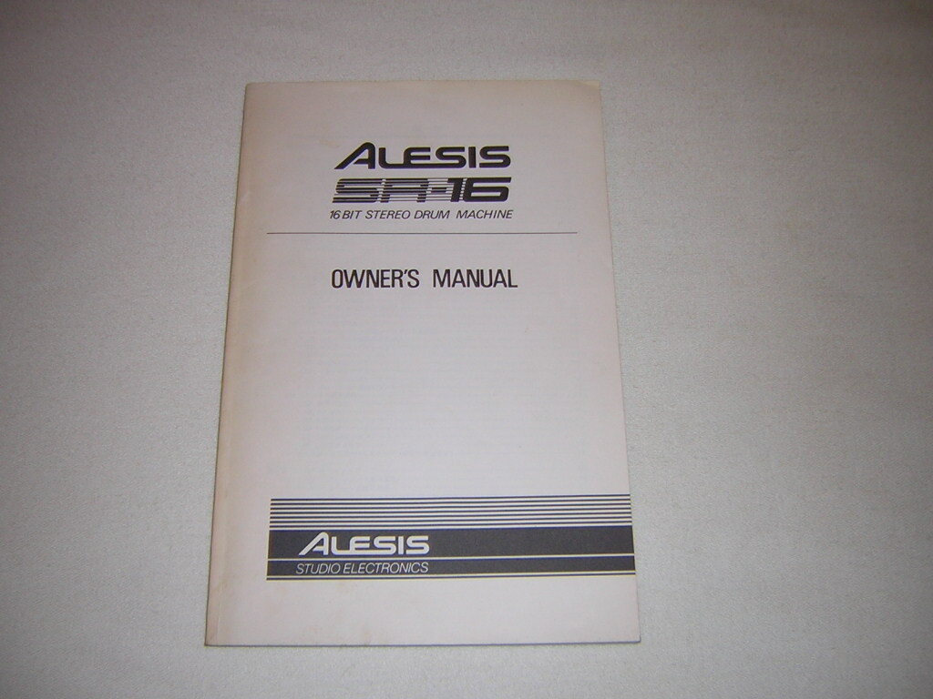 ALESIS Alesis SR-16 rhythm machine owner manual OWNERS MANUAL