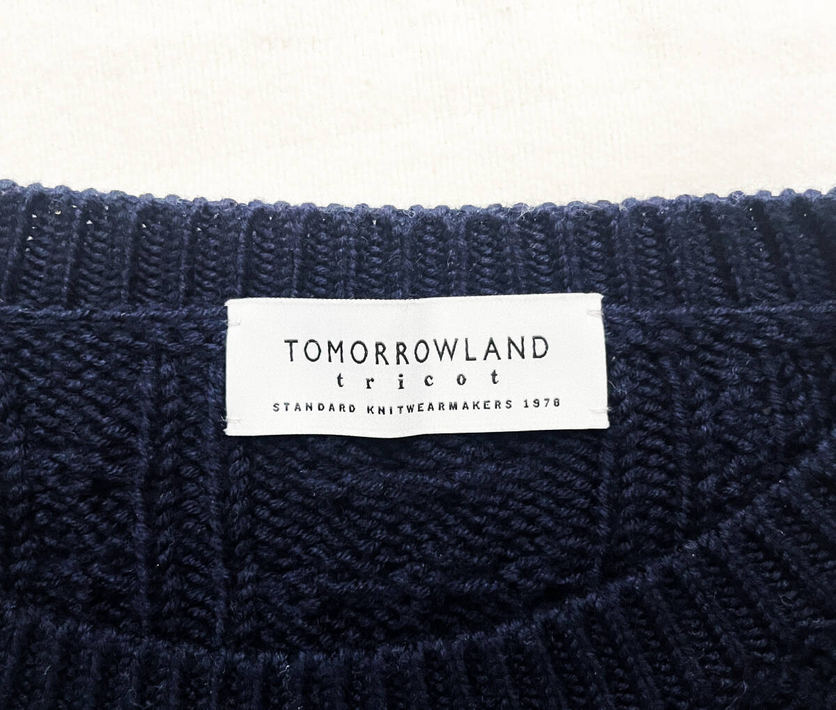 ★定25000★TOMORROWLAND　トゥモローランド M ネイビー　紺★アランニット ケーブルニット フィッシャーマン ローゲージ★セーター ニット_画像7