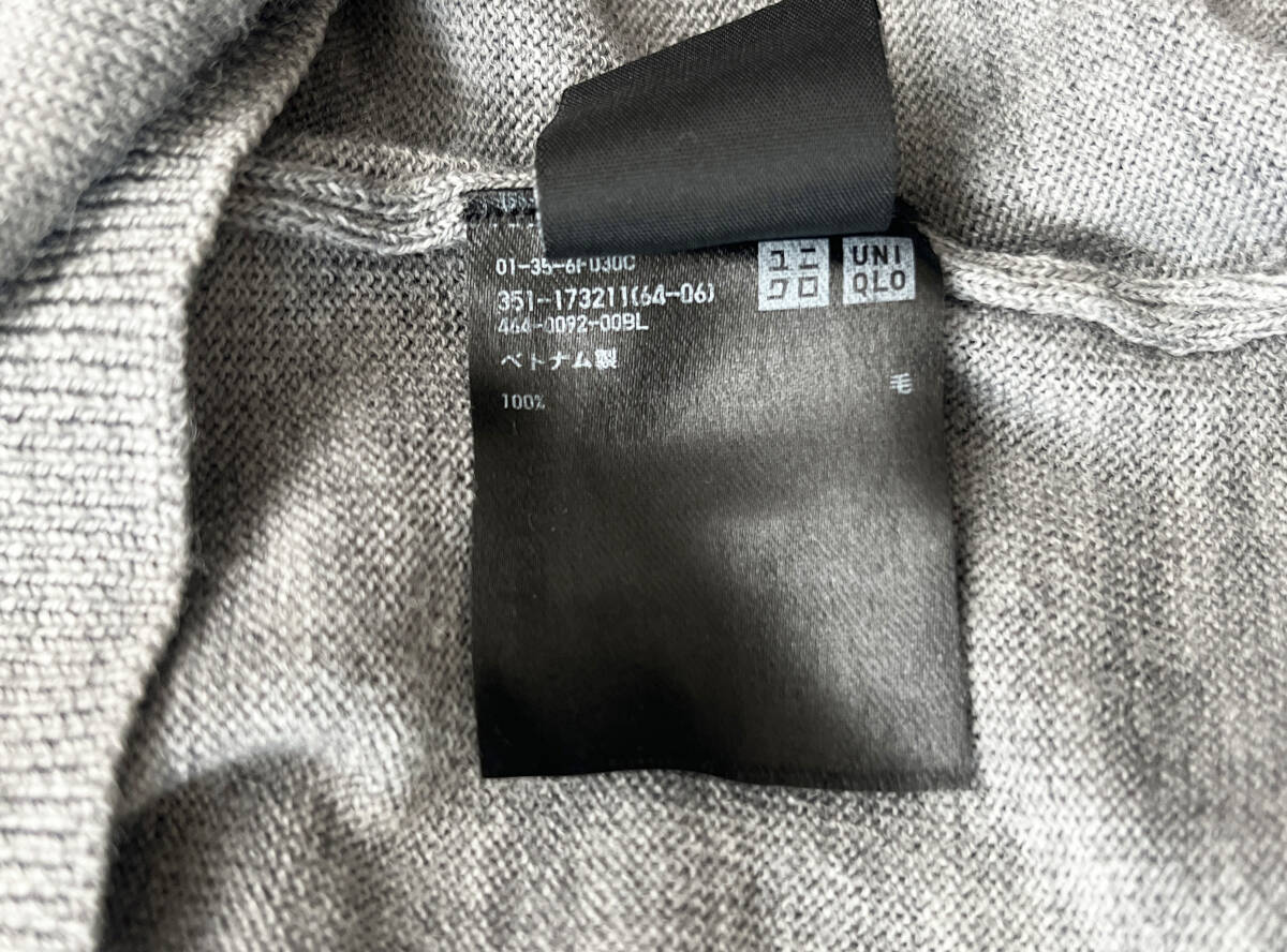 ★美品★UNIQLO ユニクロ★極細繊維の上質ウール★エクストラファインメリノ クルーネックセーター 長袖　XLサイズ グレー 灰 メリノウール_画像6