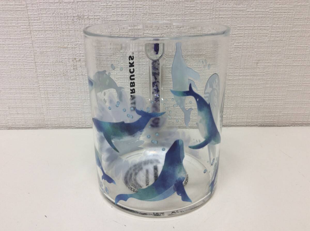 ■3917 Starbucks スターバックス グラスマグ ビーズハンドル クジラ スタバ マグカップ 食器 グッズの画像4