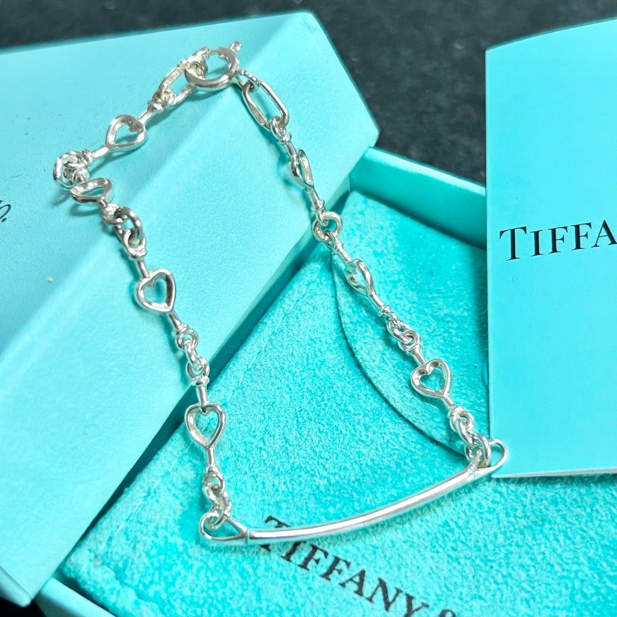 ティファニー　ハート　リンク　ID ブレスレット　バングル　ブレス　シルバー　Tiffany 美品