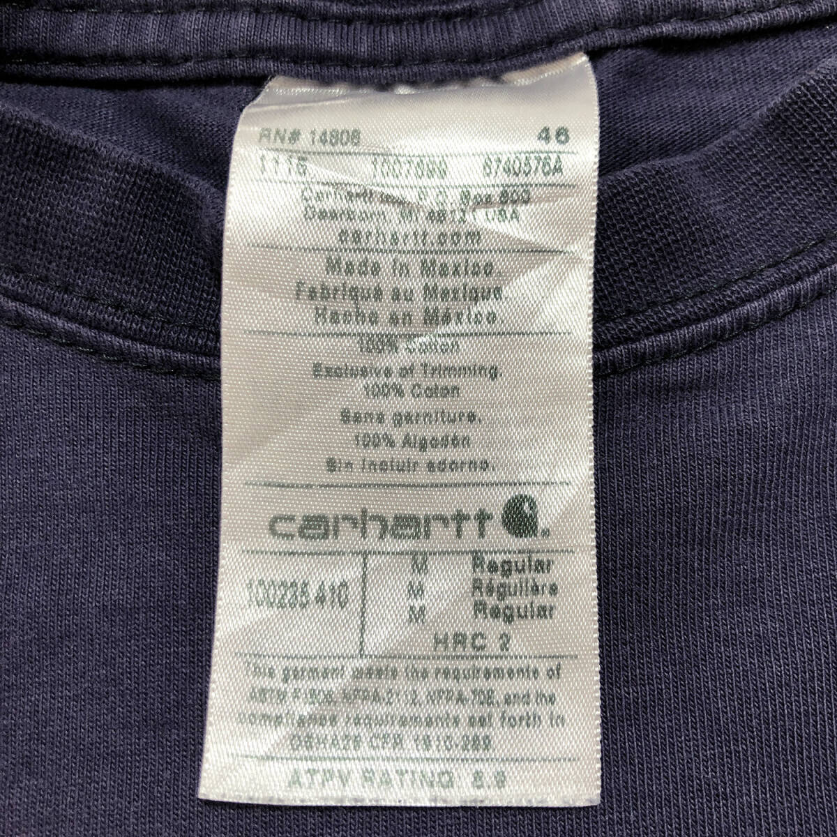 【980円スタート】USA 古着 長袖 カーハート FRライン CARHARTT 長袖Tシャツ ネイビー メンズＭサイズ ポケット付き ワーク 古着卸 BA1384_画像7