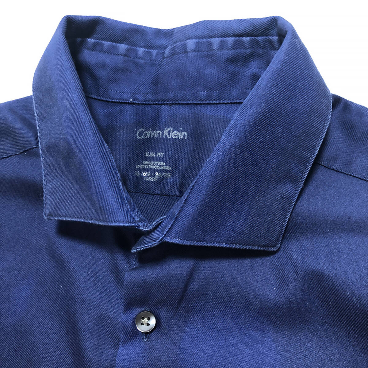 【980円スタート】USA 古着 長袖シャツ Calvin Klein ネイビー 紺 メンズL カルバンクライン CK シンプル ワンポイント 古着卸 激安 BG0179_画像4