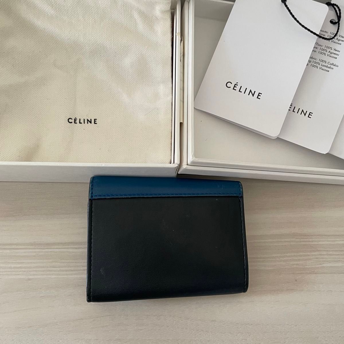 セリーヌ　celine キーケース　key case トリコロール レザー 黒　フィービー