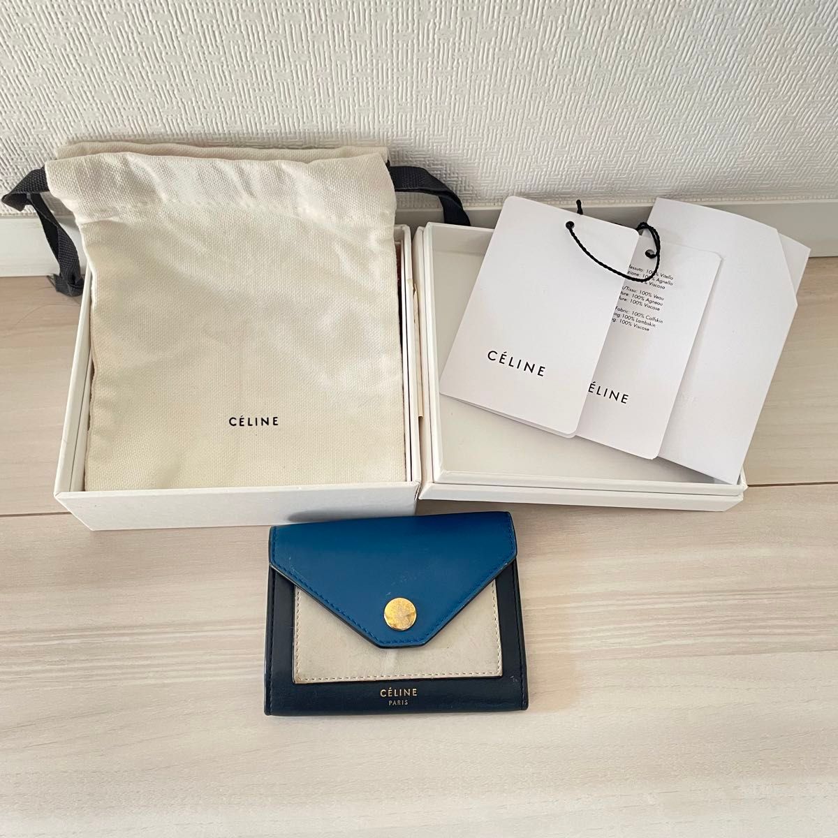 セリーヌ　celine キーケース　key case トリコロール レザー 黒　フィービー