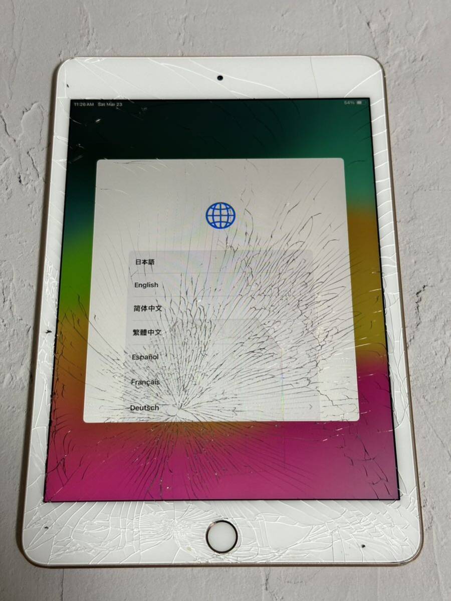 iPad mini 5世代 64GB Wi-Fiモデル ゴールド 画面割れ sku03の画像1