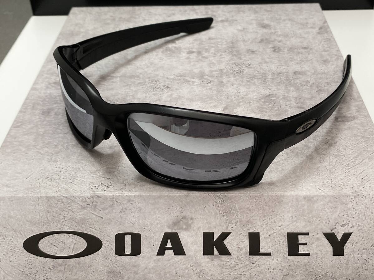 偏光★OAKLEYオークリー STRAIGHTLINK ストレートリンク MatteBlack黒マットブラック/POLARIZEDミラーレンズ USA製サングラス アジアンFIT_画像1