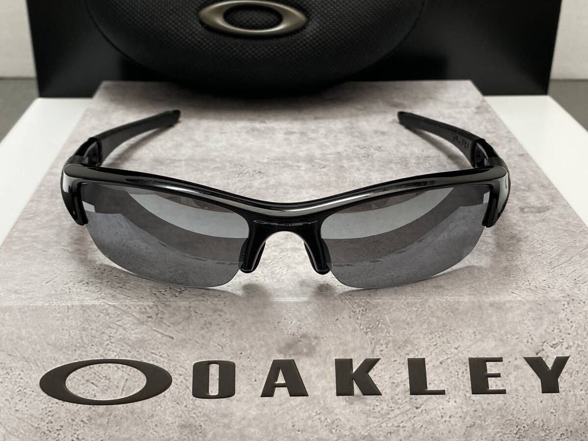 偏光★OAKLEYオークリー FLAK JACKET フラックジャケット 黒ブラック/POLARIZEDミラーレンズ USA製サングラス 釣りドライブ ケース付_画像2