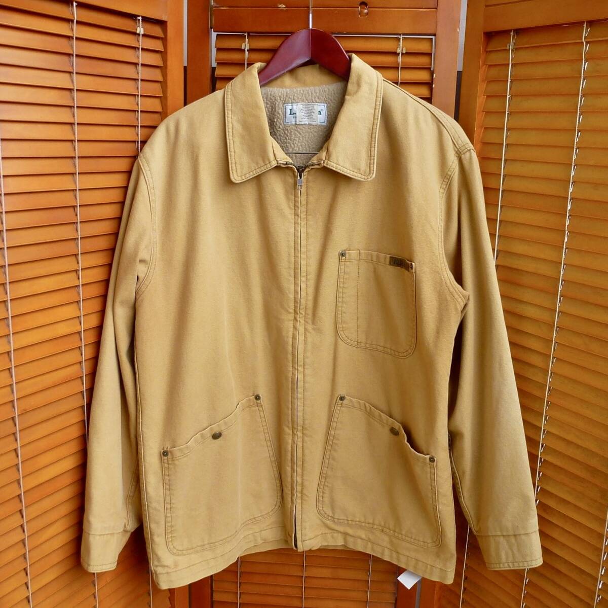 新版 ビンテージ 米国製 80's L.L.Bean 即決あり! カバーオール ハンティングジャケット ジップアップ ダック地 エルエルビーン 男性用