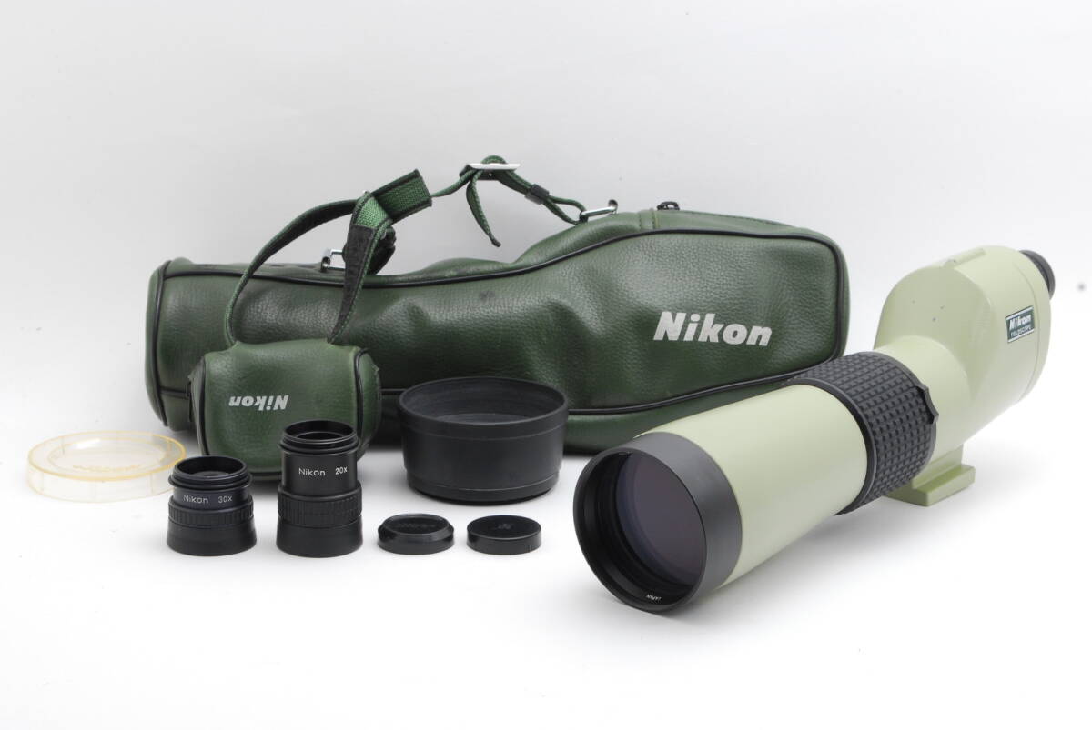 [極上美品] Nikon Field Scope D=60 P 40x, 30x, 20x Ocular Lens kit with Case ニコン フィールドスコープ 単眼鏡 望遠鏡 NL-00567_画像1