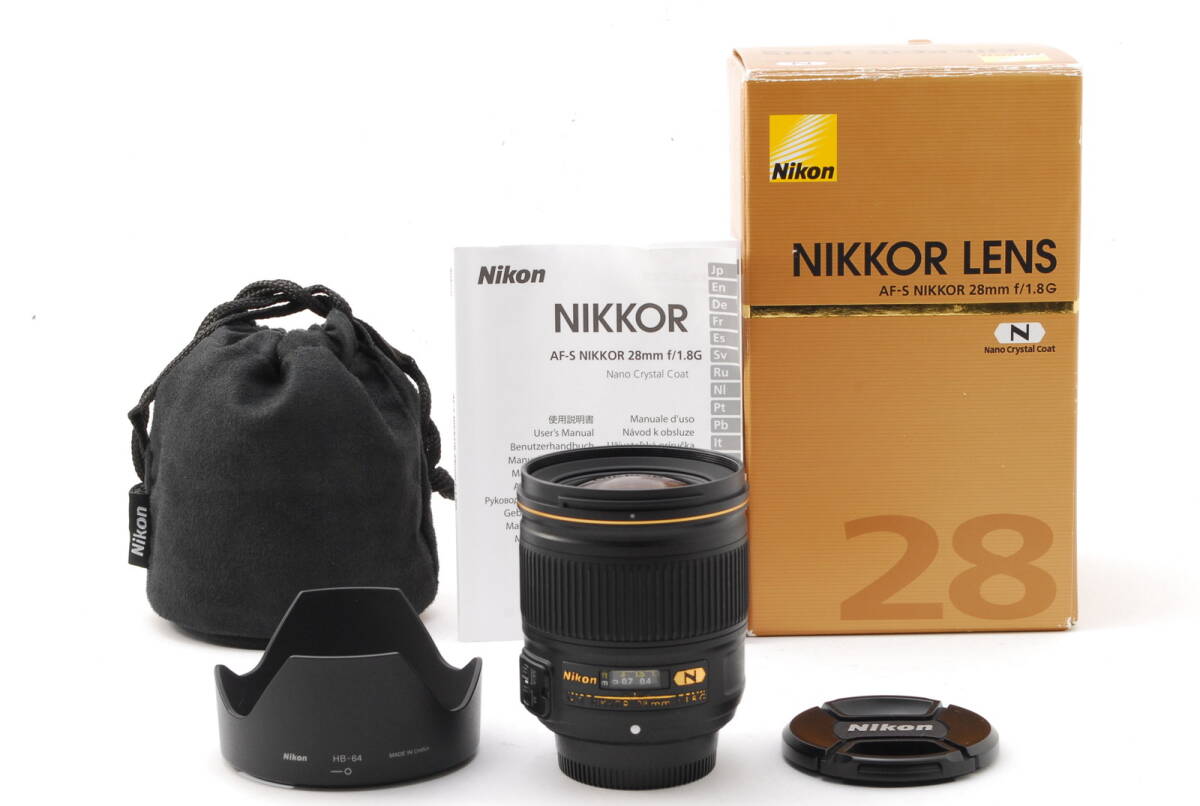 [美品] Nikon AF-S 28mm f/1.8 G Prime Lens in Box F mount DSLR ニコン 一眼レフ カメラ 単焦点 レンズ NL-00457_画像1