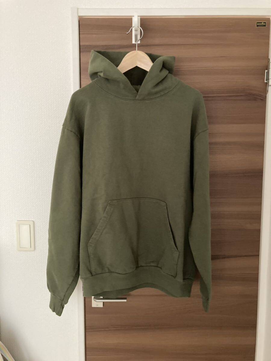 LOS ANGELES APPAREL GARMENT DYED HOODIE 14OZ ARMY L MADE IN USA オリーブ パーカー ロサンゼルスアパレルの画像1