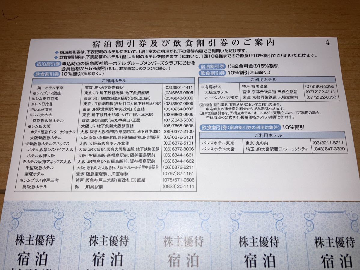 50 jpy prompt decision! quick shipping *. sudden Hanshin holding s stockholder hospitality lodging discount ticket eat and drink discount ticket 5 pieces set *2024 year 5 month 31 until the day valid * postage 63 jpy ~