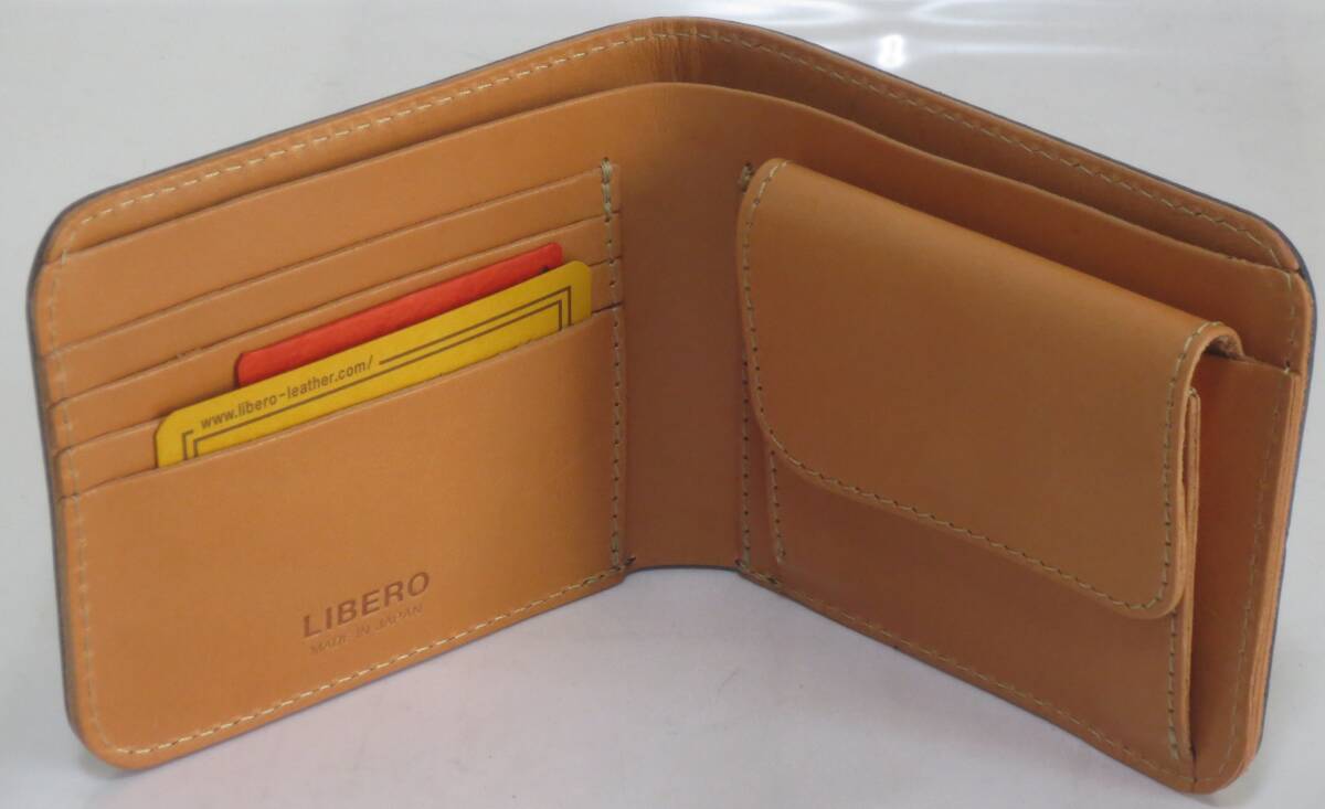 【未使用品】LIBERO （リベロ） /二つ折財布 　栃木レザー　ブラック 日本製_画像9