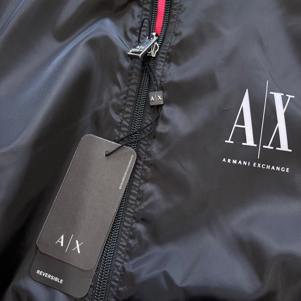 【新品】アルマーニエクスチェンジ　ARMANI EXCHANGE ブルゾン　MA-1 ジャケット　アウター　リバーシブル バックロゴ ブラック タグ付き_画像4