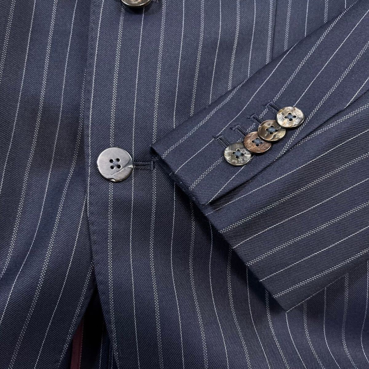  Dunhill [ top class. 3 piece ]dunhill suit setup three-piece tailored jacket navy dark blue M rank 