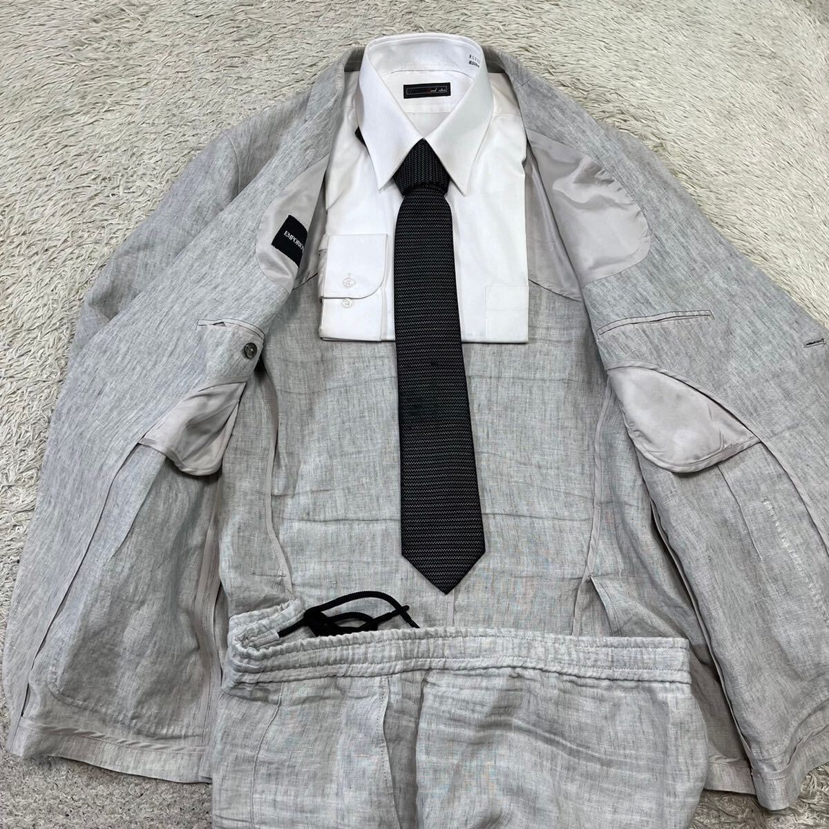  super rare size! Emporio Armani [.. ultimate ]EMPORIO ARMANI suit setup tailored jacket light gray 3XL rank 