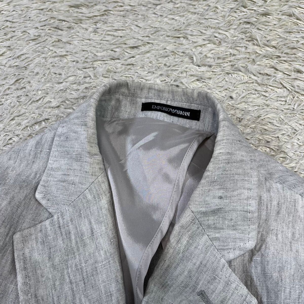  super rare size! Emporio Armani [.. ultimate ]EMPORIO ARMANI suit setup tailored jacket light gray 3XL rank 