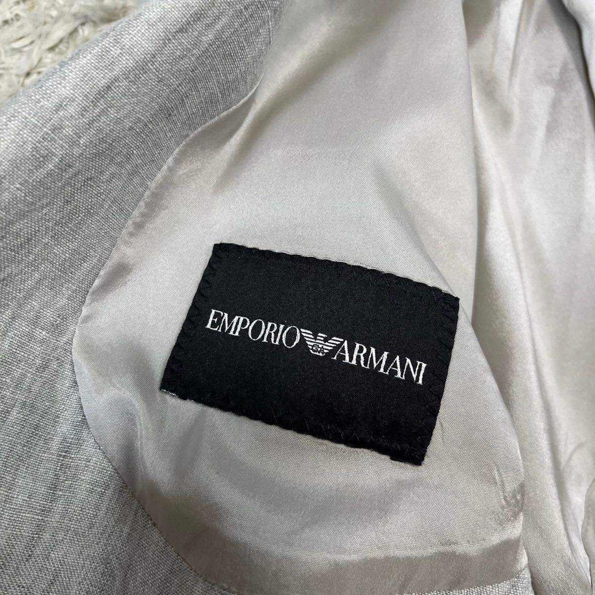  super rare size! Emporio Armani [.. ultimate ]EMPORIO ARMANI suit setup tailored jacket light gray 3XL rank 