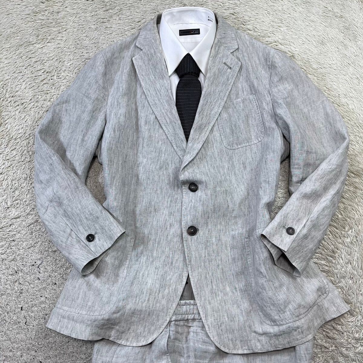  super rare size! Emporio Armani [.. ultimate ]EMPORIO ARMANI suit setup tailored jacket light gray 3XL rank 