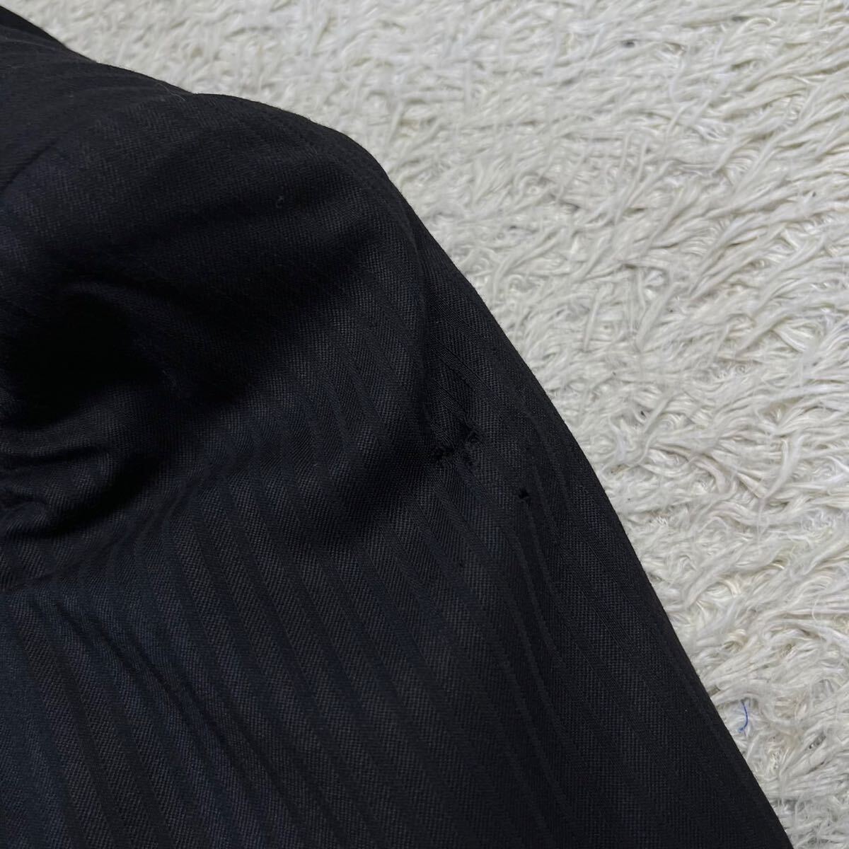 バーバリーブラックレーベル【最高級の逸品】BURBERRY BLACK LABEL スーツ セットアップ ジャケット ストライプ ブラック M〜L位の画像10