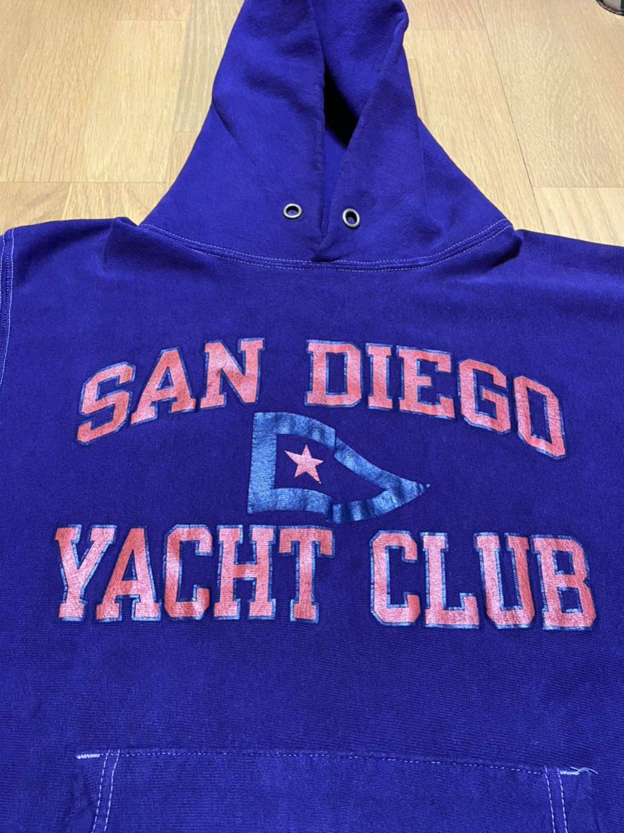 90s SAN DIEGO YACHT CLUB / Champion REVERSE WEAVE パーカー L 刺繍タグ / チャンピオン リバースウィーブ 古着 後染め_画像1