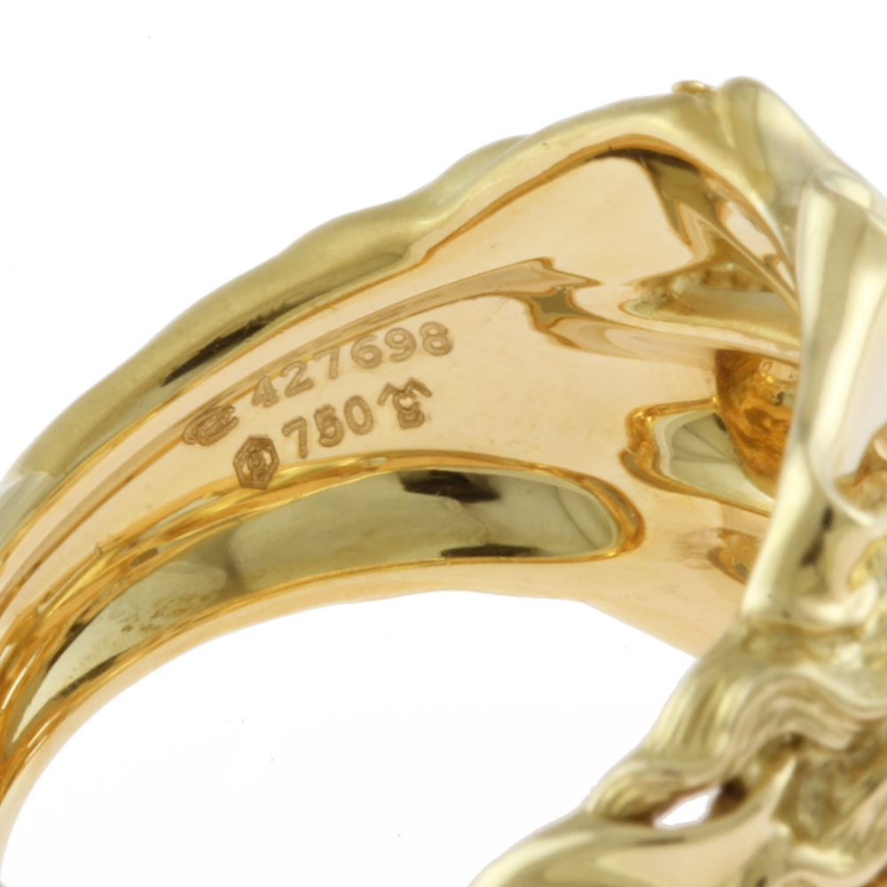  Carrera y Carrera ring ring 11 number 18 gold K18 yellow gold lady's Carrera y Carrera used beautiful goods 