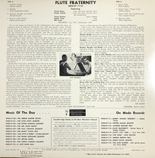 美盤 Herbie Mann & Buddy Collette - Flute Fraternity / V.S.O.P. #38 / 1986年 / US / Cool Jazz_画像2