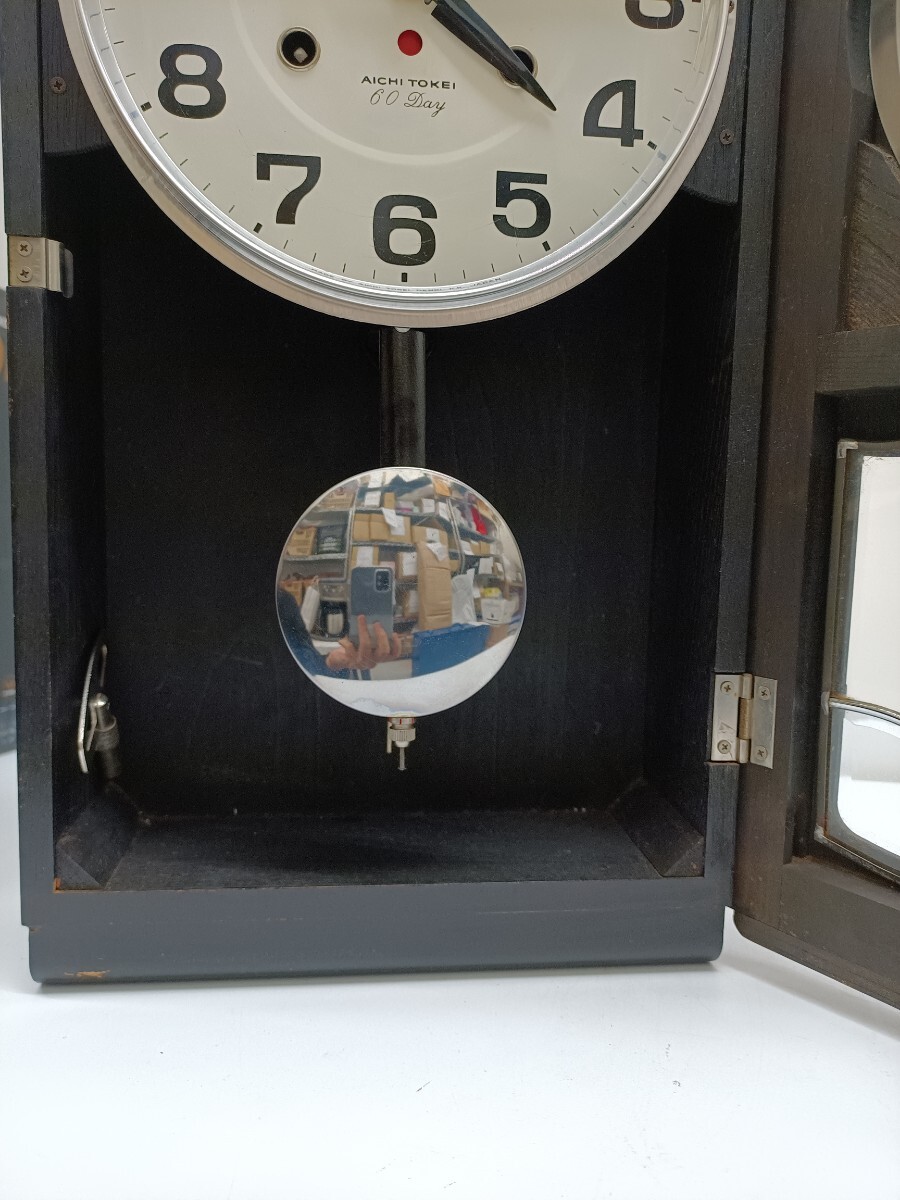 現状品 AICHI TOKEI 愛知時計 振り子時計 柱時計 掛け時計 60日 昭和レトロの画像6