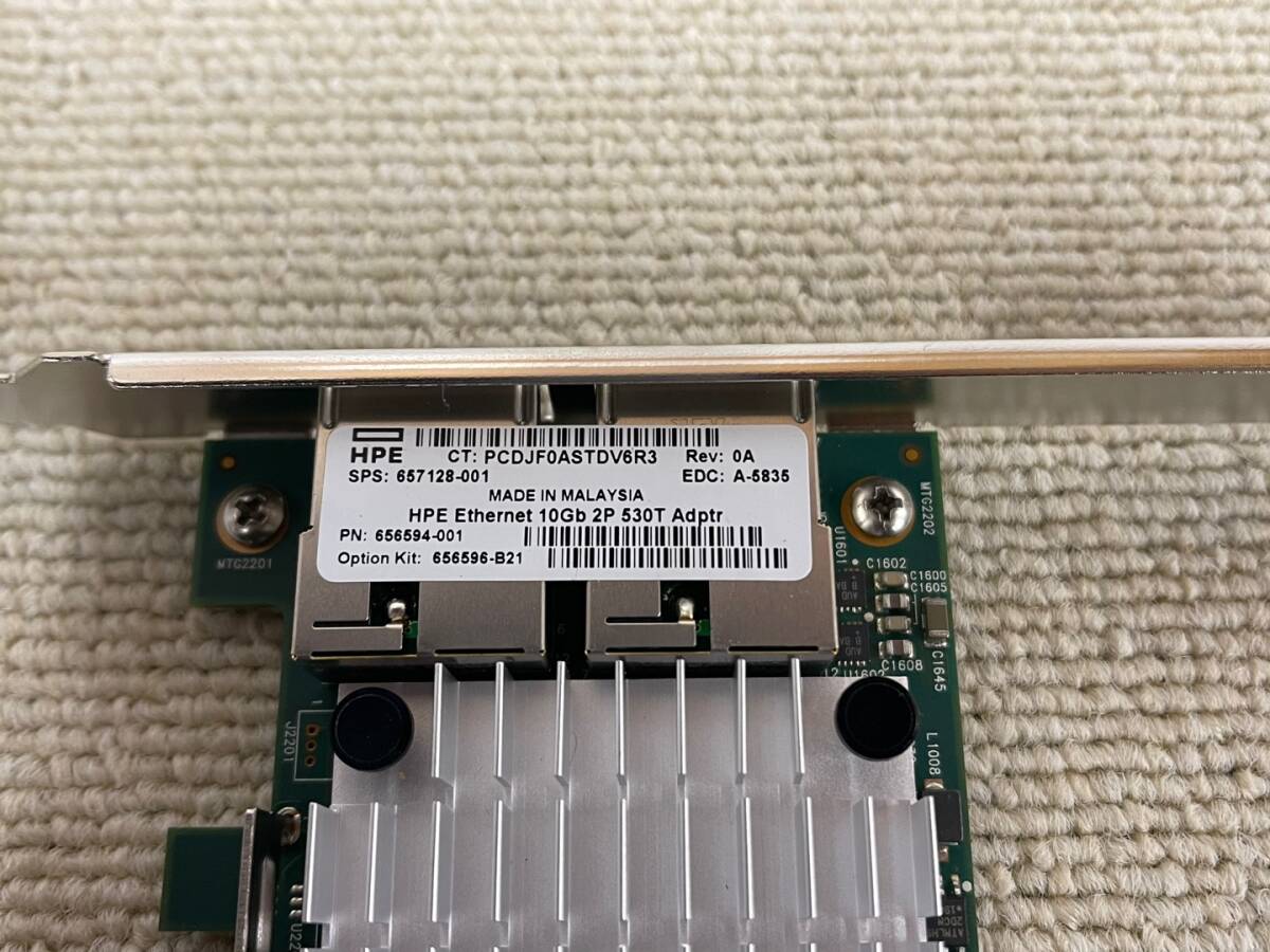 HPE 656594-001 Ethernet 10Gb 2-Port 530T Adpater 657128-001 Full Height Long Profile_画像3