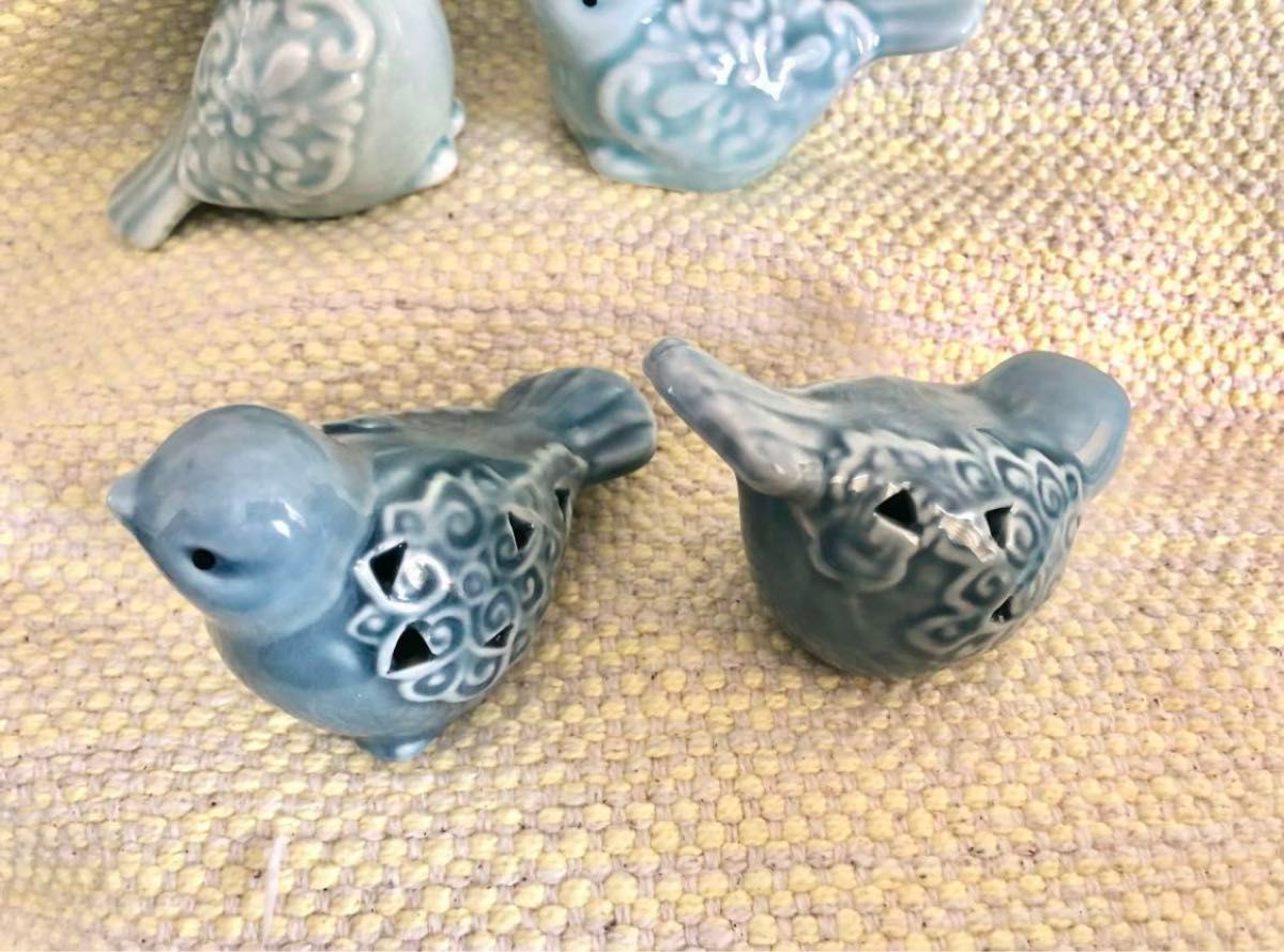 小鳥 置物 インテリア オブジェ オーナメント 陶器 素焼き 陶芸 陶器 鳥型 北欧 韓国 アンティーク雑貨 ヴィンテージ雑貨 
