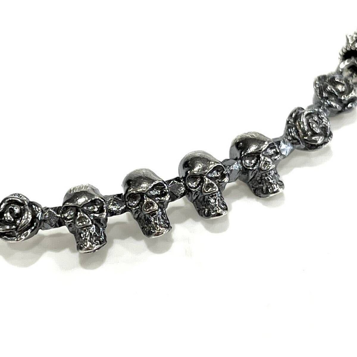 gundaガンダSKULL GARNET NECKLACE スカル ガーネット ネックレス SV925 薔薇 4連スカルヘッド メンズ レディース 専用BOX付 留め具不良_画像2