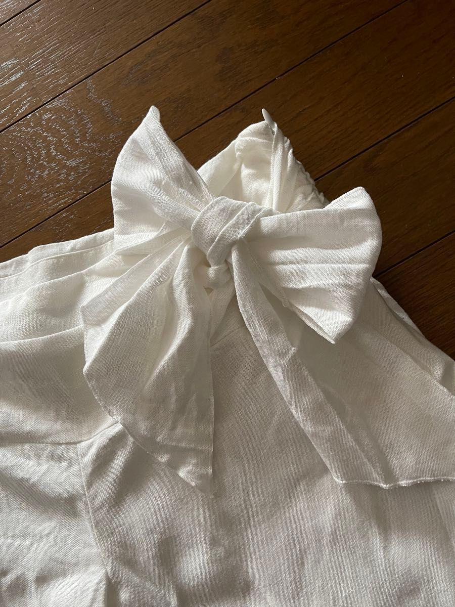 【Tache 】リボンが可愛いキュロットスカート ウエスト70 綺麗な白色