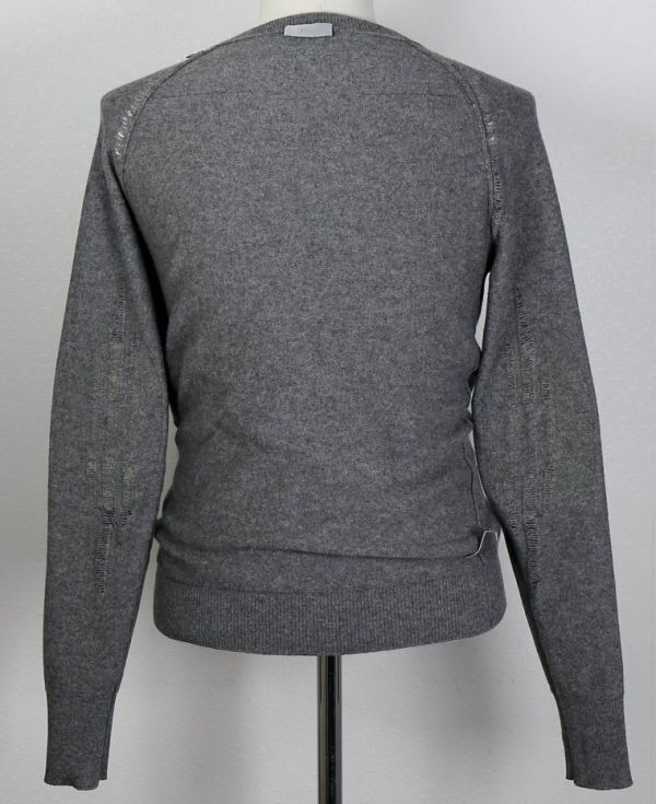 04AW Dior Homme ディオールオム クラッシュ レザー エルボーパッチ クルーネック カシミヤ ニット セーター XS cashmere sweater b7848_画像10