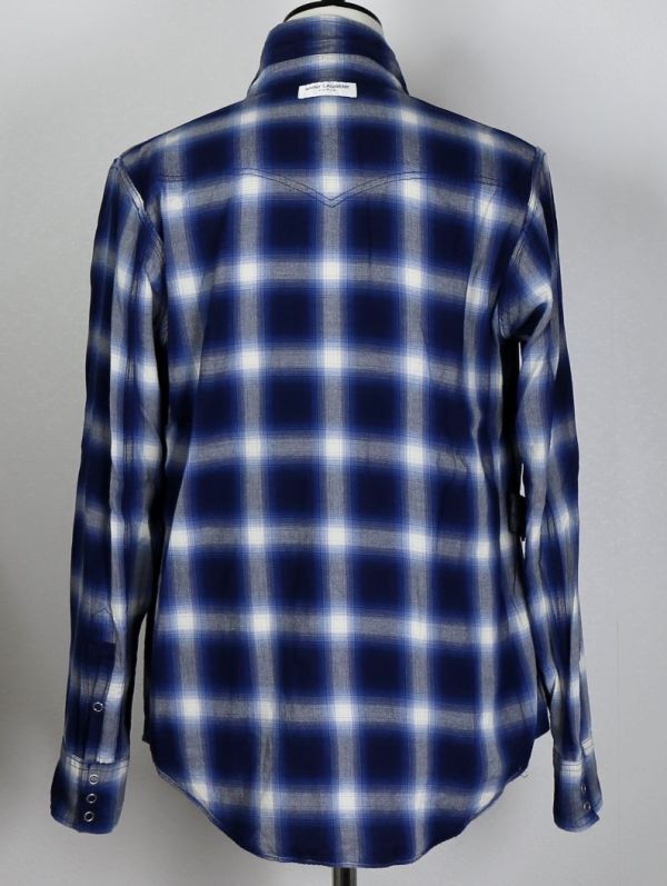 SAINT LAURENT PARIS サンローランパリ オンブレチェック ウエスタンシャツ size S 4555433 Y019P ombre check western shirt b6610_画像8