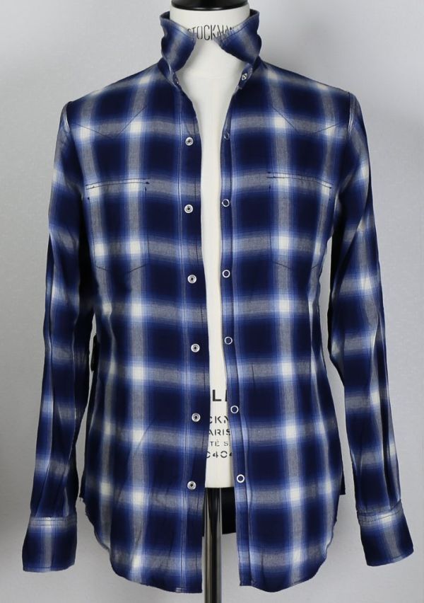 SAINT LAURENT PARIS サンローランパリ オンブレチェック ウエスタンシャツ size S 4555433 Y019P ombre check western shirt b6610_画像7