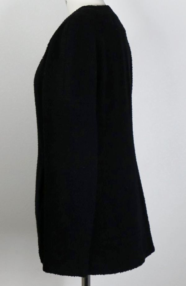 19A CHANEL シャネル ブークレ ブラック ツイード ノーカラー ジャケット 38 P61936V30843 boucle no collar black tweed jacket b7870