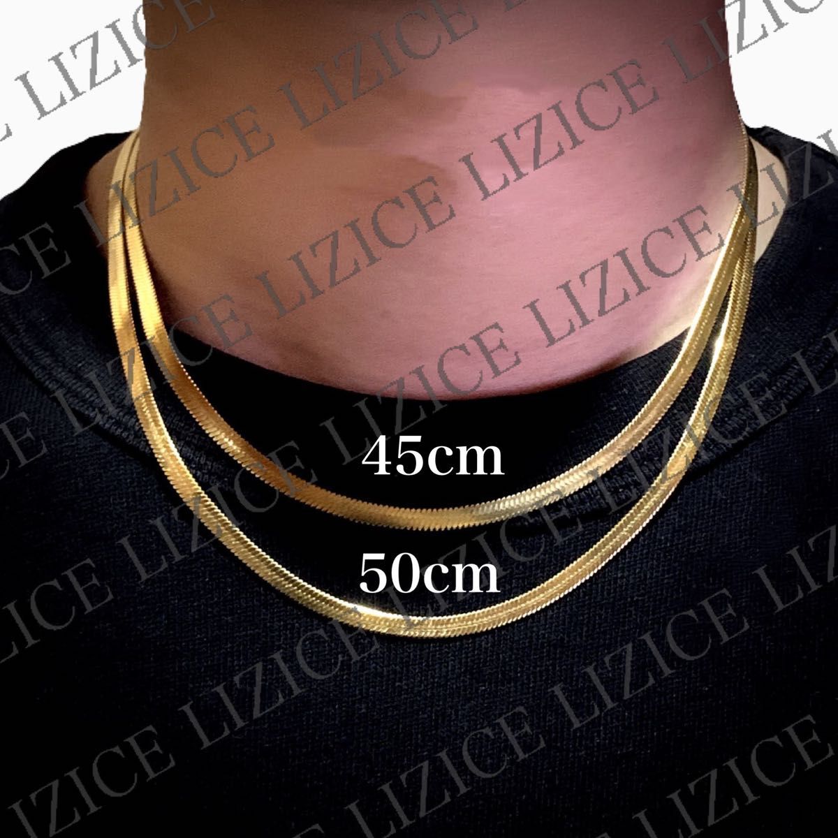 【18kgp】4mm 50cm 医療用ステンレス スネークチェーン 316L 男女兼用  金ネックレス  ゴールドネックレス