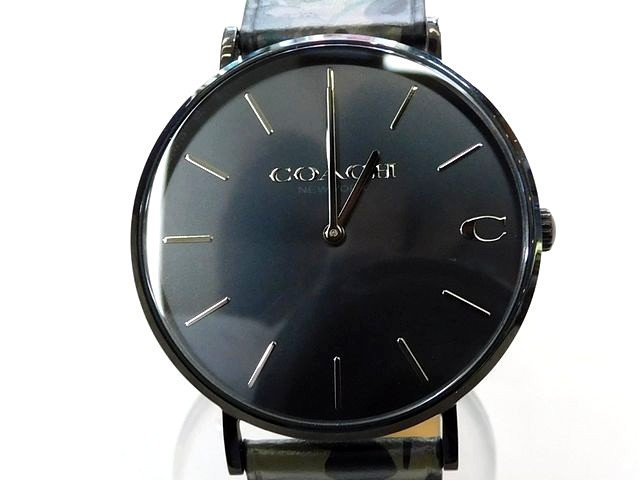 【希望者のみラッピング無料】 ウォッチ カモ 迷彩ベルト クォーツ CA.124.2.34.1705 ■ 時計 メンズ コーチ 美品 □ ム100 6B6C COACH コーチ